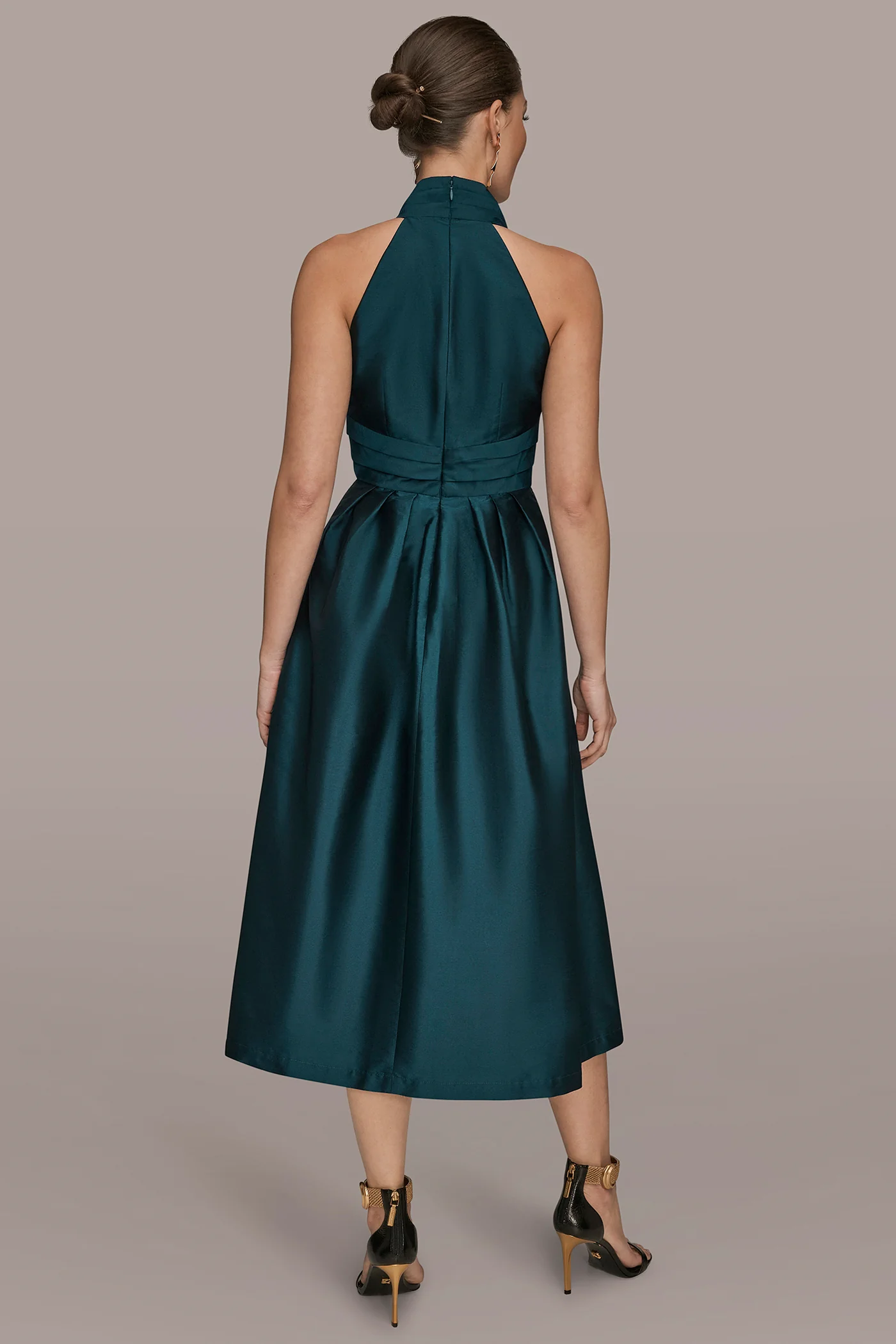 SLEEVELESS V-NECK TAFFETA MIDI COCKTAIL DRESS - VXVOV
