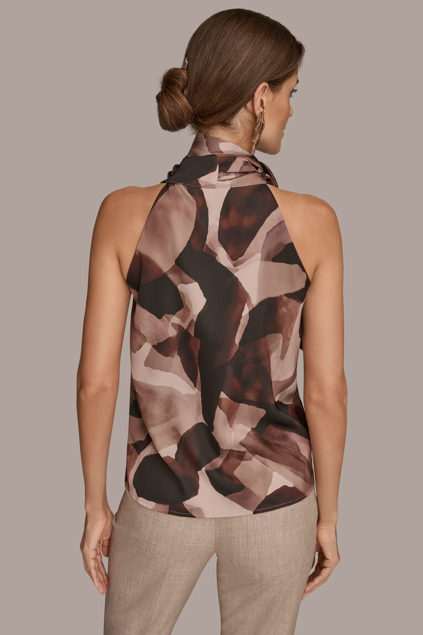 SLEEVELESS COWL-NECK PRINTED TOP - VXVOV