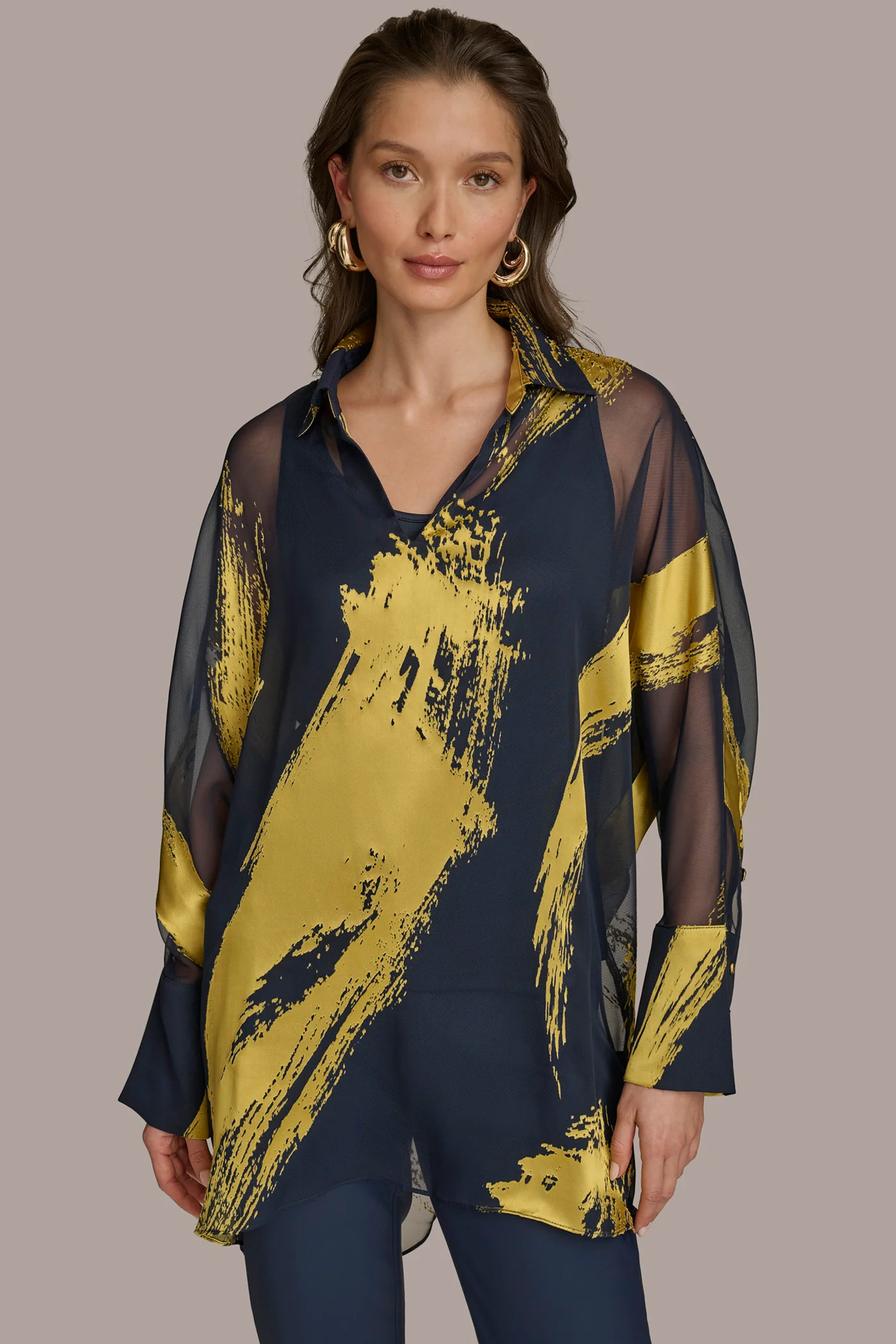 PRINT COLLARED TUNIC - VXVOV