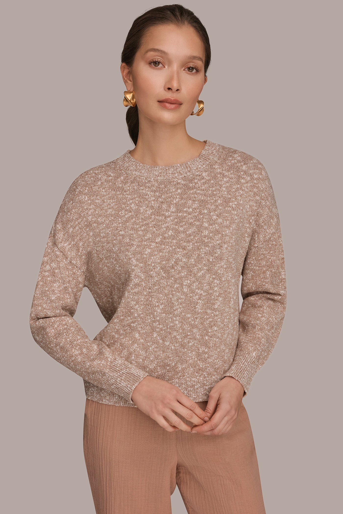 METALLIC COTTON-BLEND LONG SLEEVE SWEATER - VXVOV