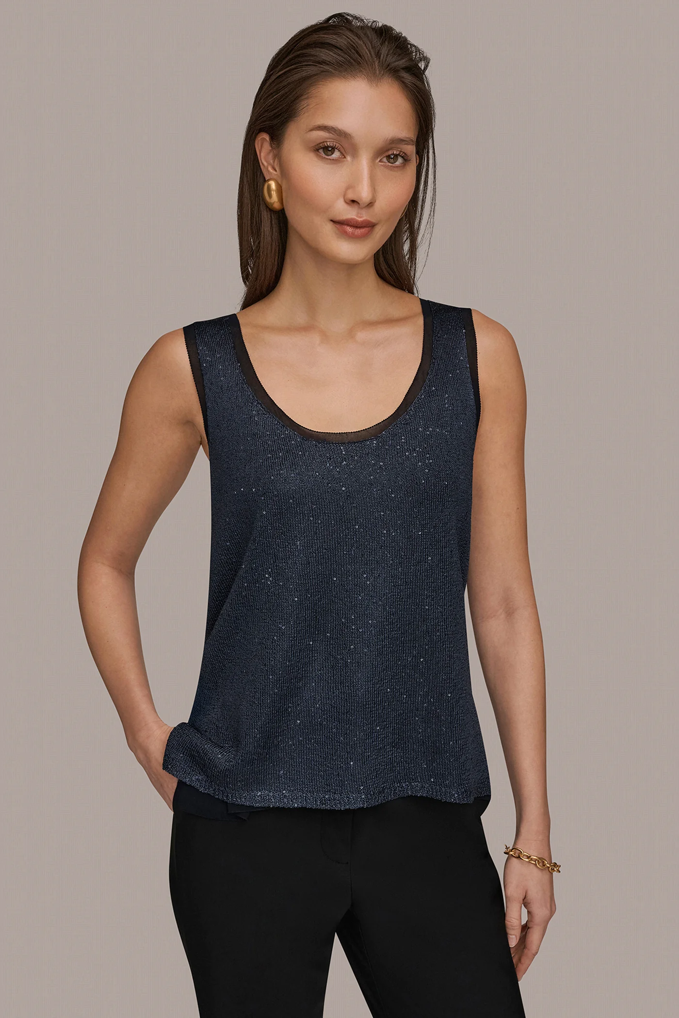 SCOOP-NECK SEQUIN SHELL TOP - VXVOV