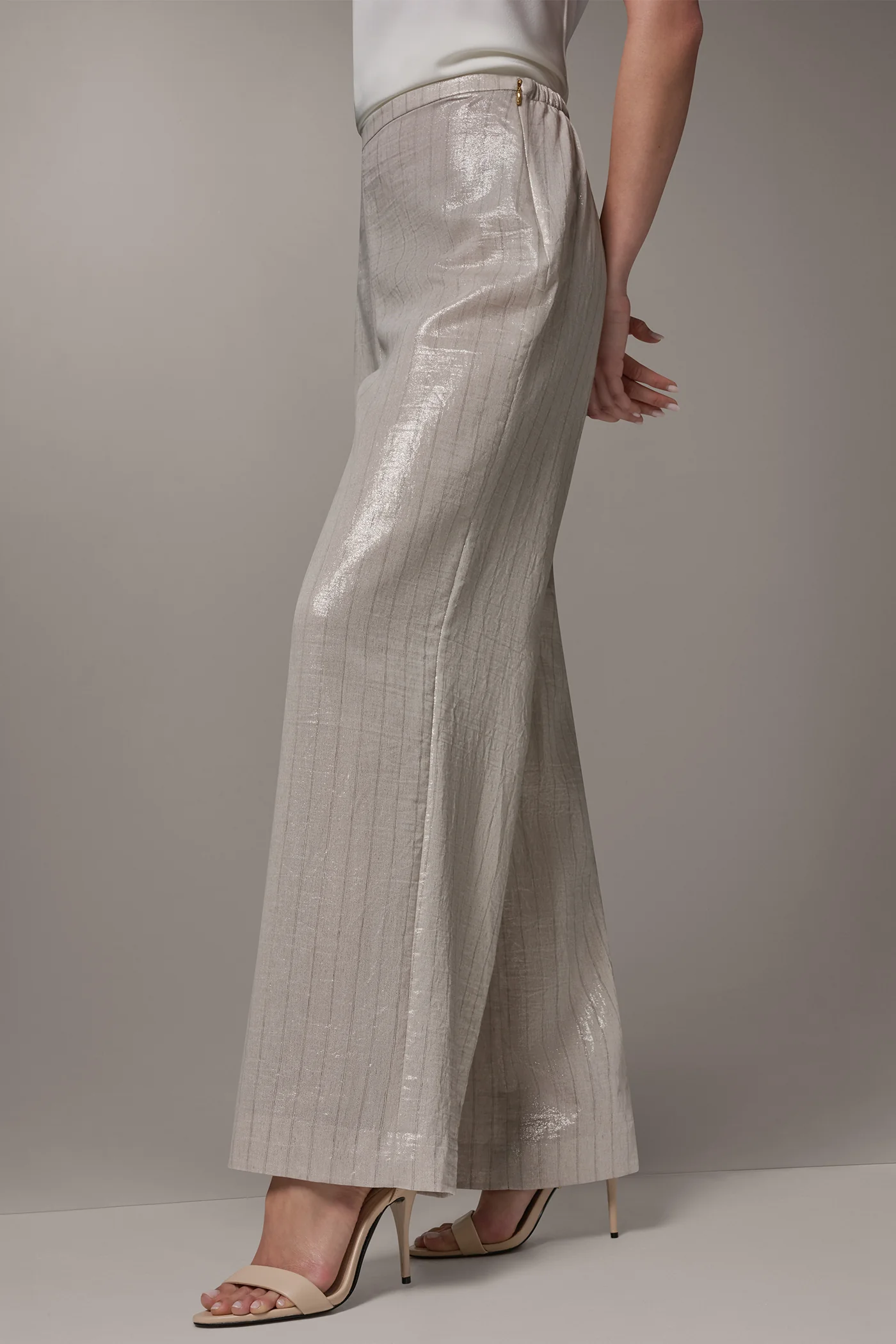HIGH-RISE METALLIC PINSTRIPE WIDE-LEG PANT - VXVOV