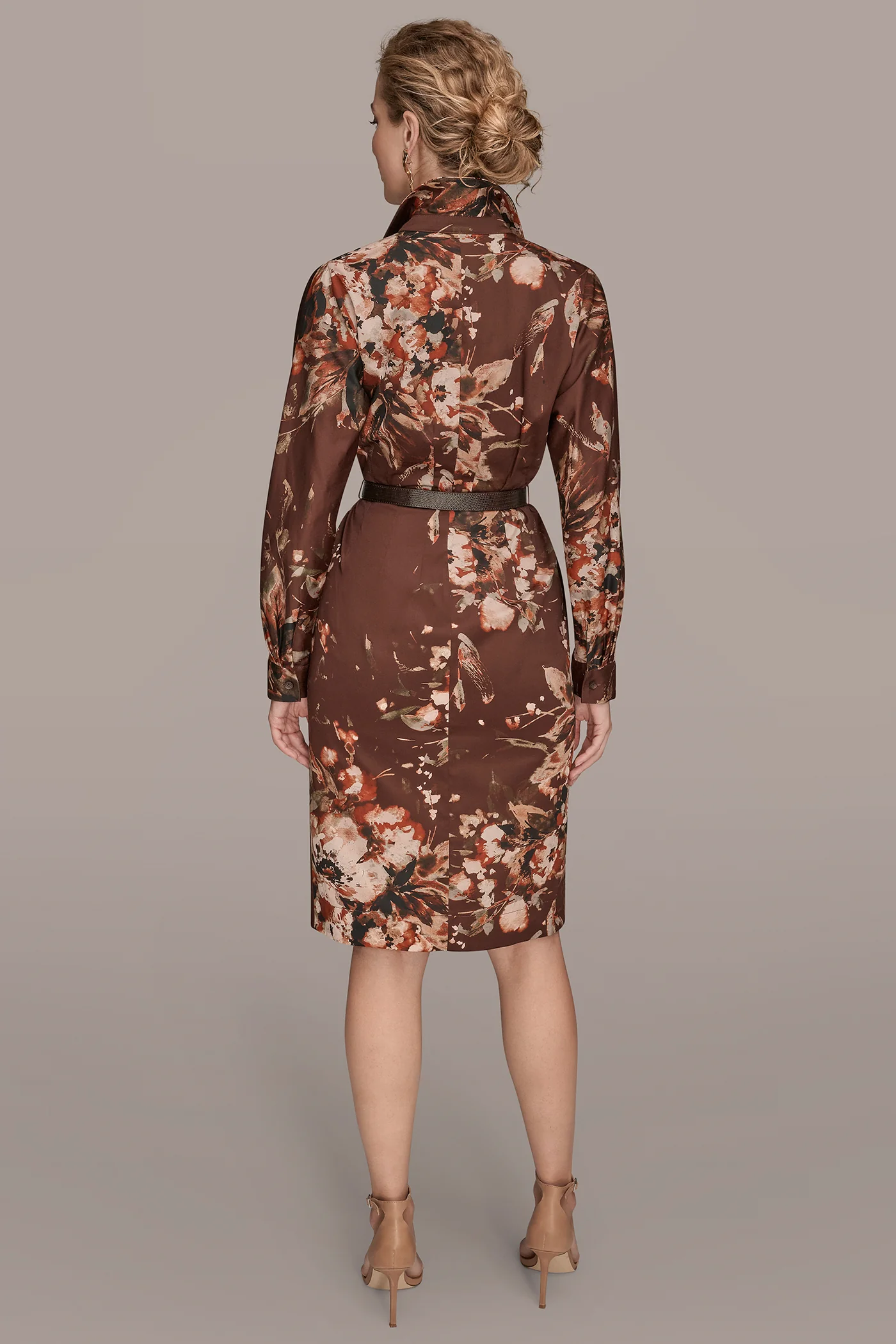 COTTON LONG SLEEVE FLORAL SHIRT DRESS - VXVOV