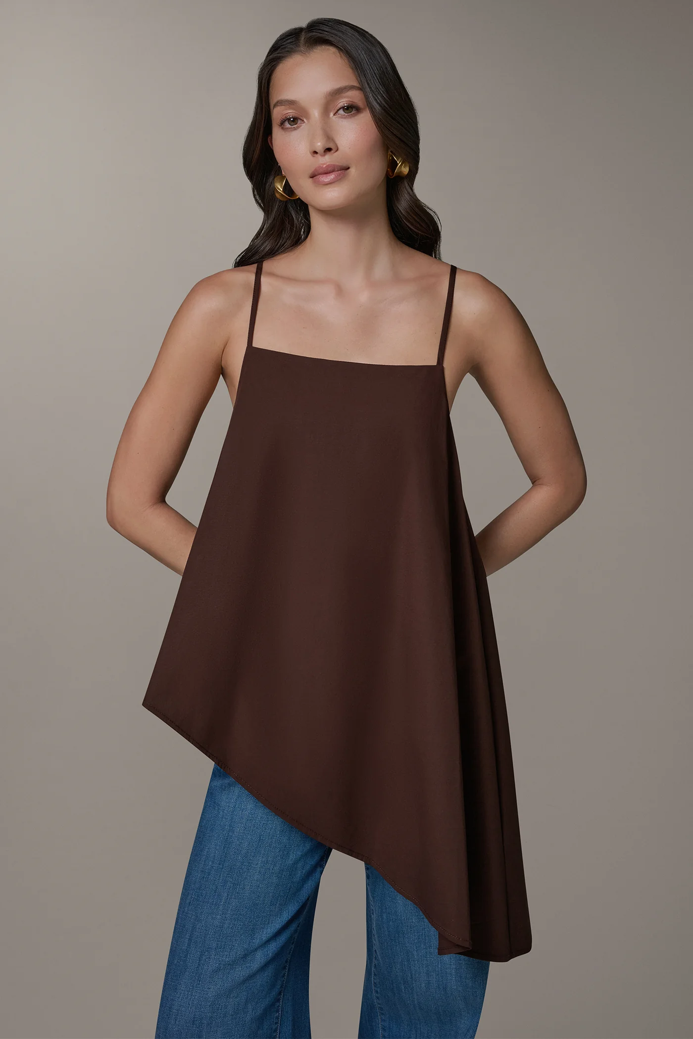 ASYMMETRICAL HEM TIE STRAP BLOUSE - VXVOV