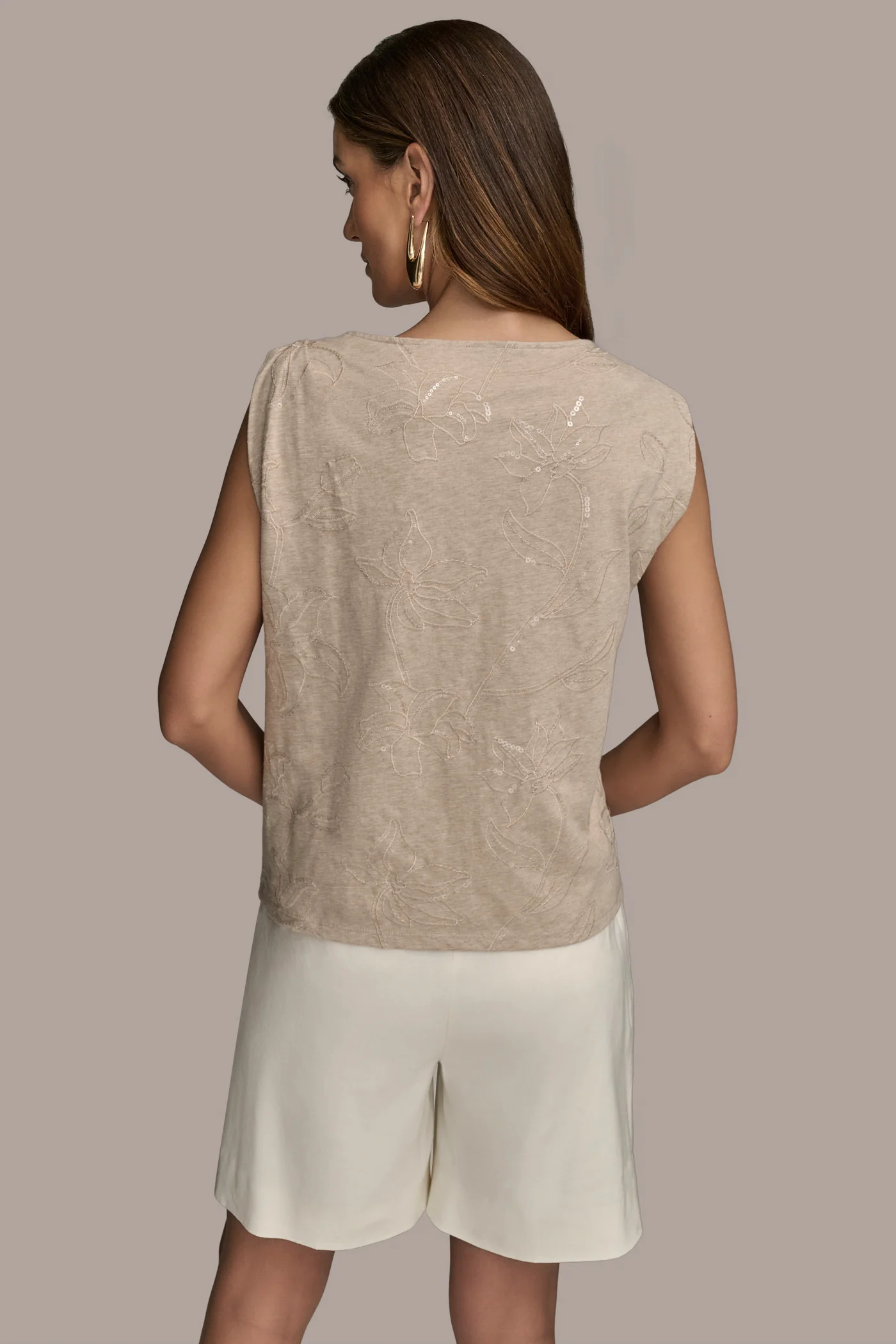 FLORAL SEQUIN-EMBELLISHED TOP - VXVOV