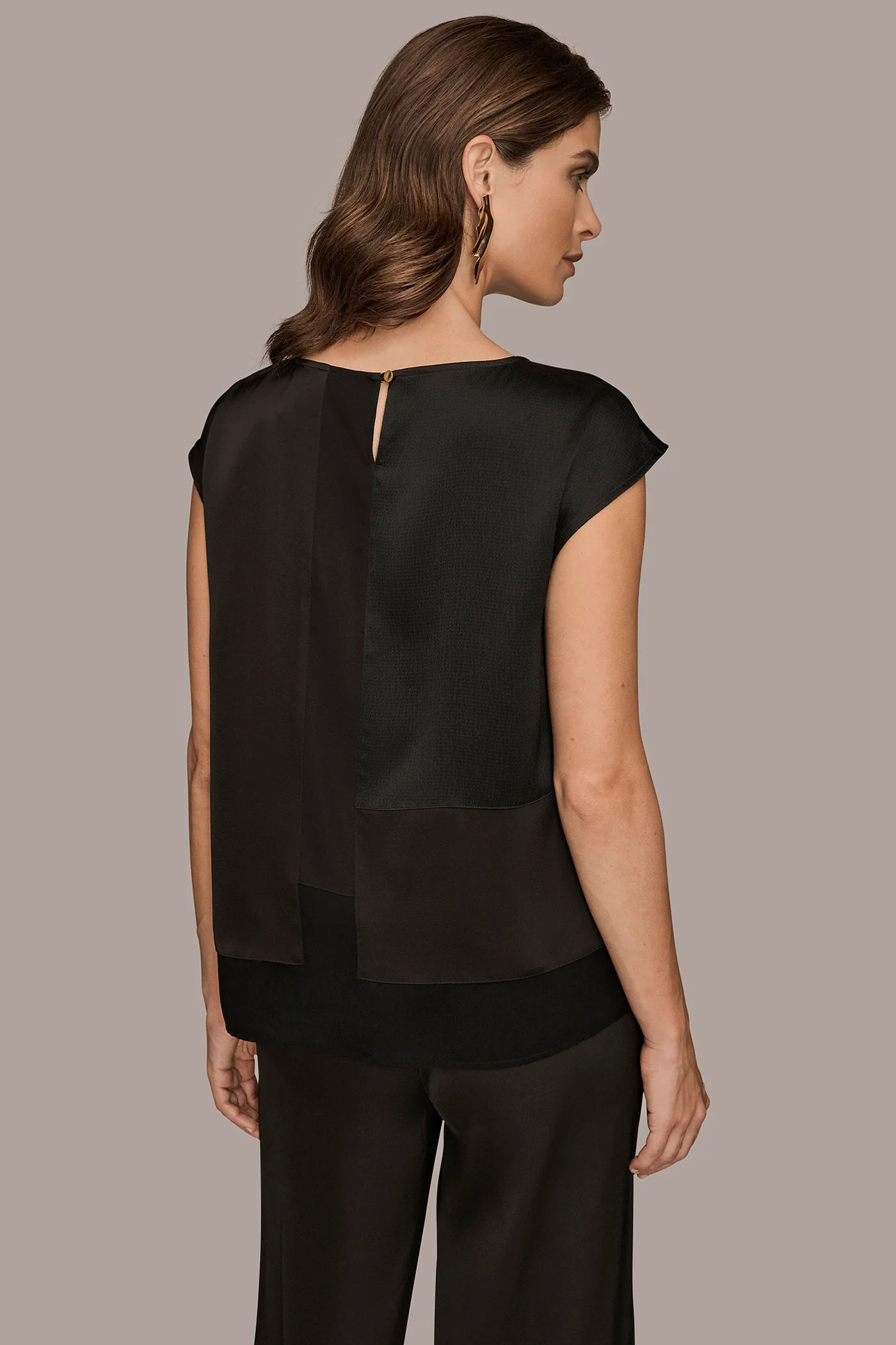 CAP SLEEVE MIXED MEDIA TOP - VXVOV