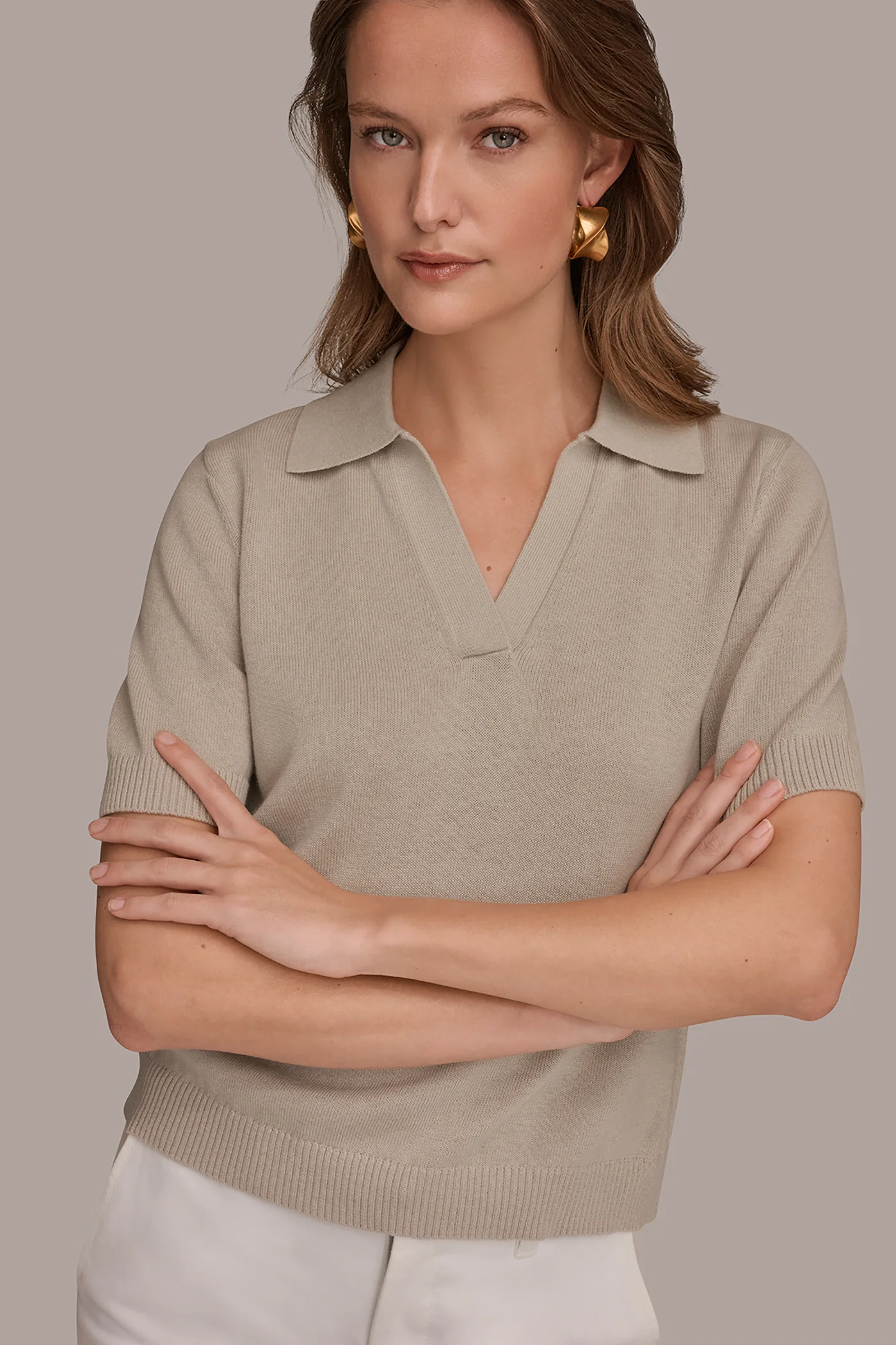 COTTON AND CASHMERE POLO SWEATER - VXVOV