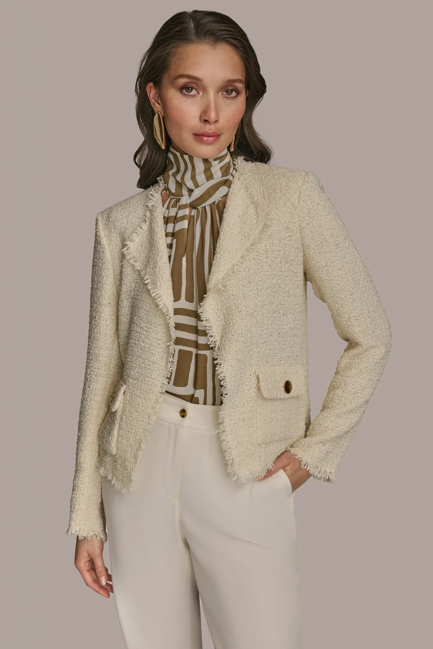 FRAYED TWEED SUIT JACKET - VXVOV