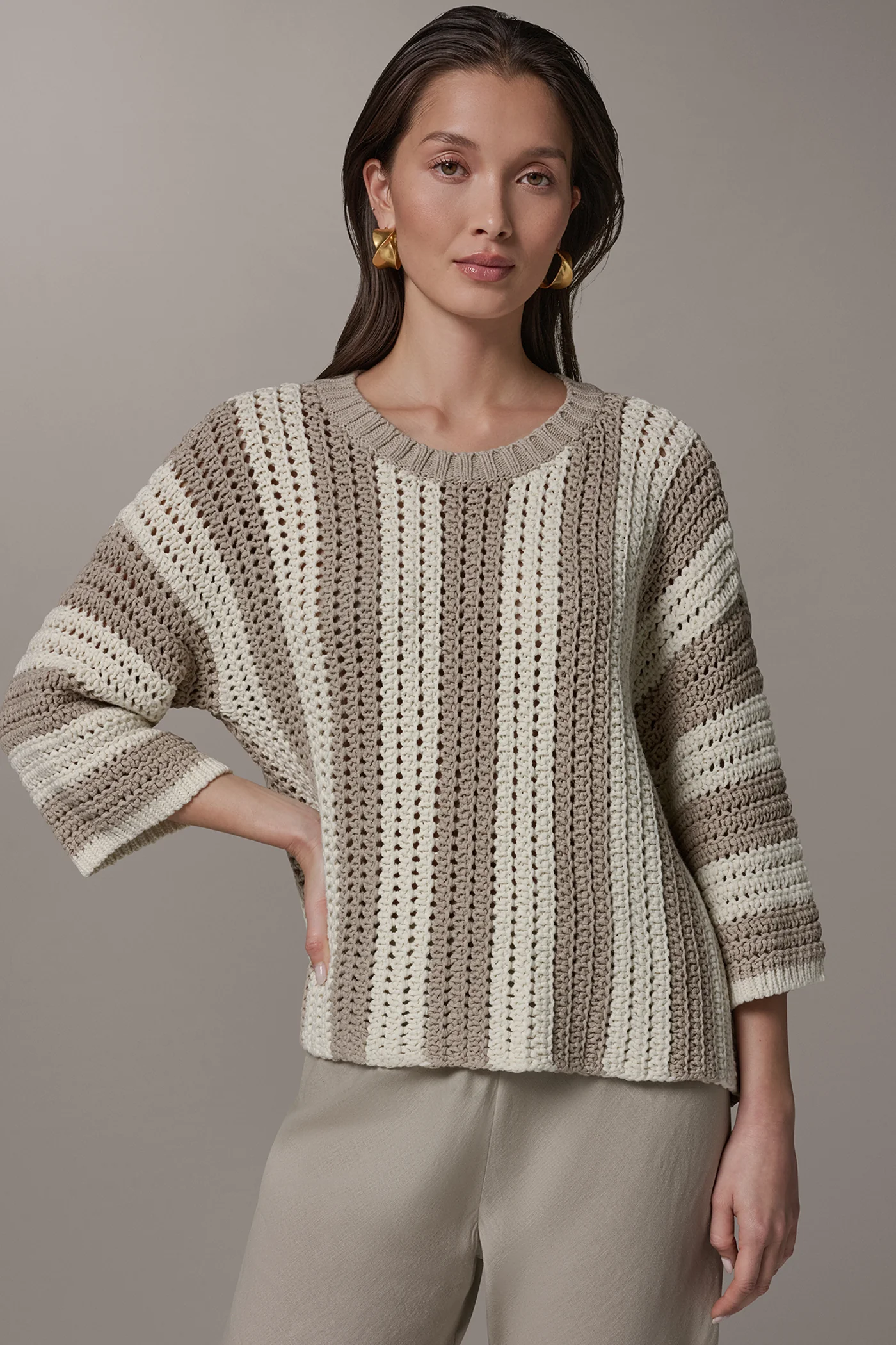 CREW NECK ELBOW SLEEVE SWEATER - VXVOV