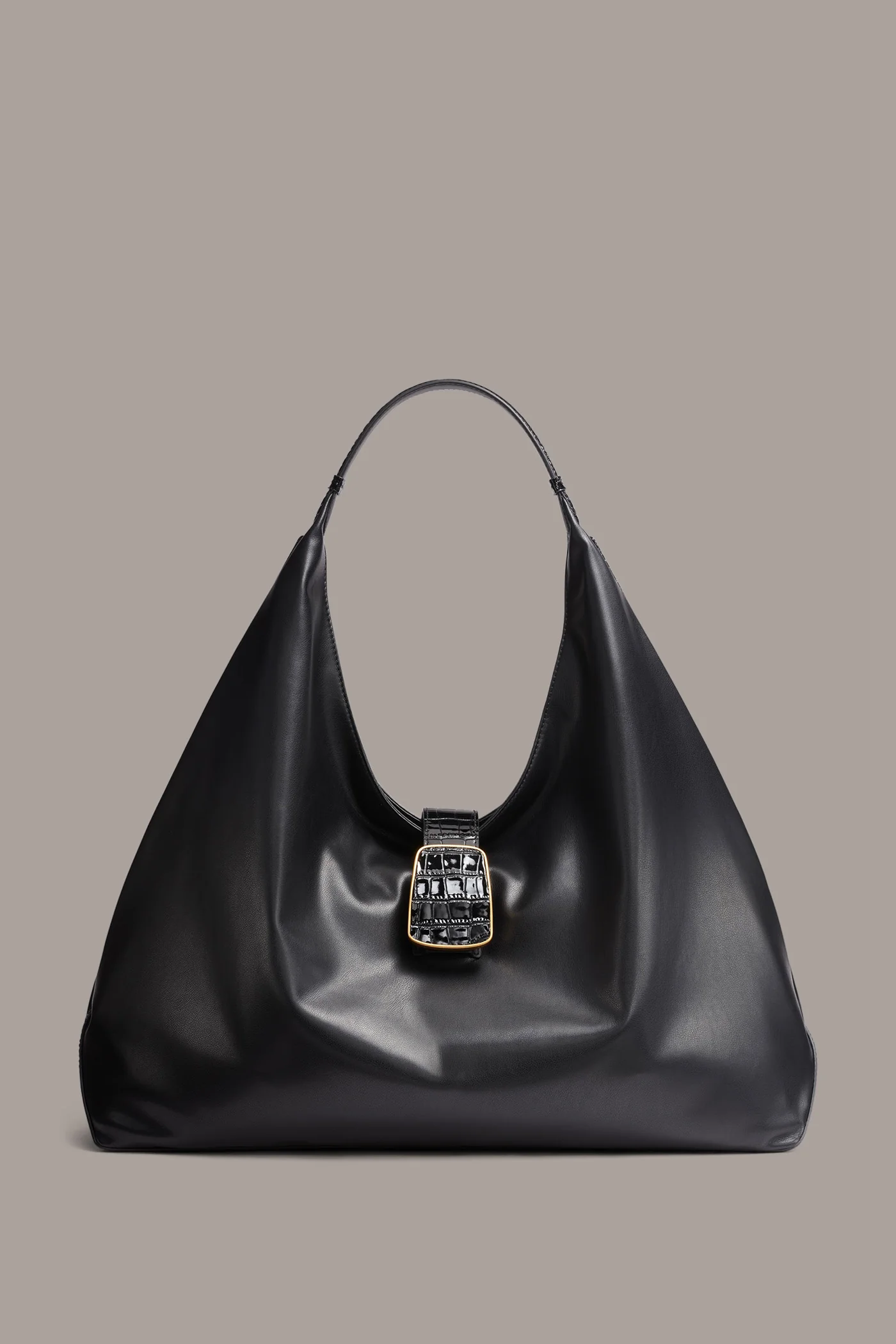 PERCALE CROC-PANELED SHOULDER BAG - VXVOV