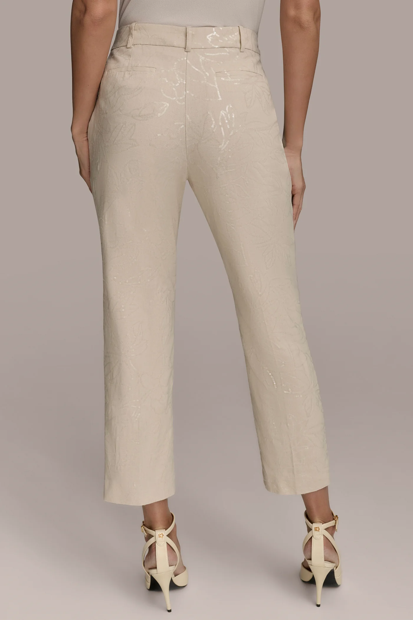 FLORAL SEQUIN-EMBELLISHED STRAIGHT LEG PANT - VXVOV