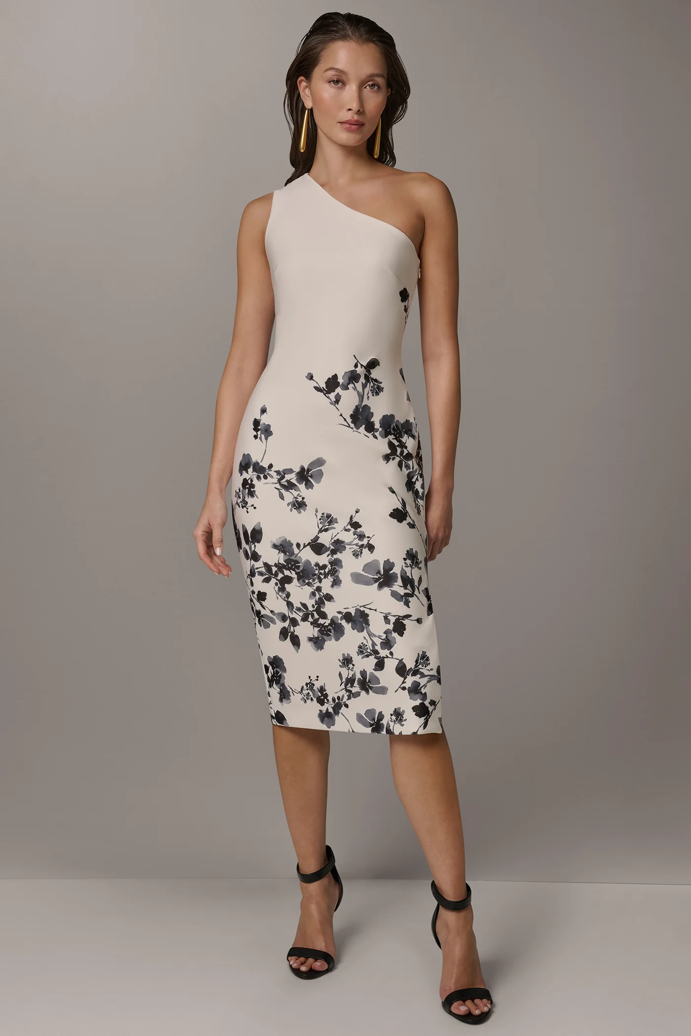 FLORAL ONE-SHOULDER SHEATH DRESS - VXVOV