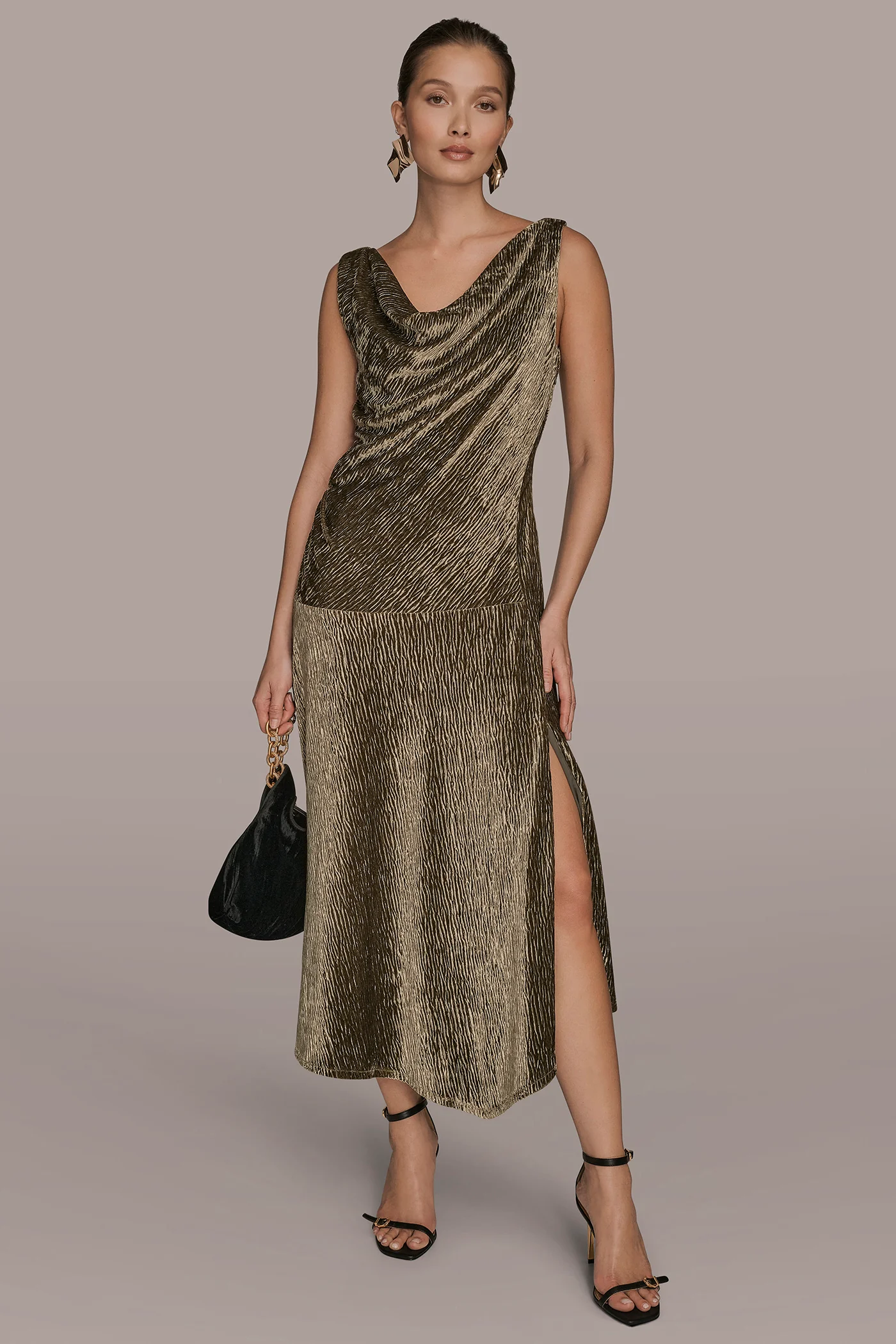 VELVET SLEEVELESS MIDI SHEATH DRESS - VXVOV