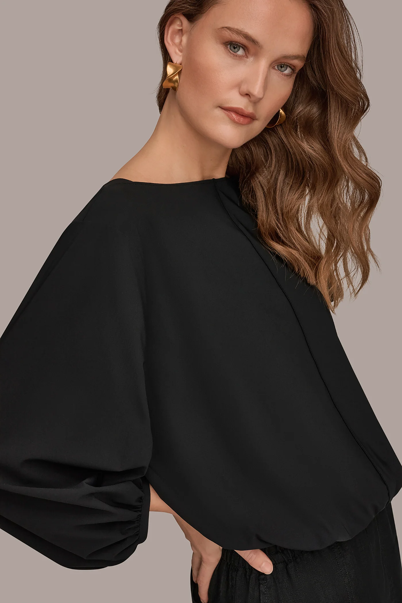 CROPPED BALLOON SLEEVE BLOUSE - VXVOV
