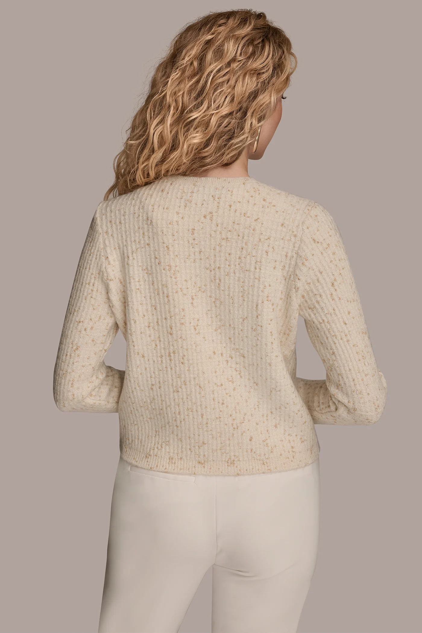 LONG SLEEVE METALLIC SPECKLED CARDIGAN - VXVOV