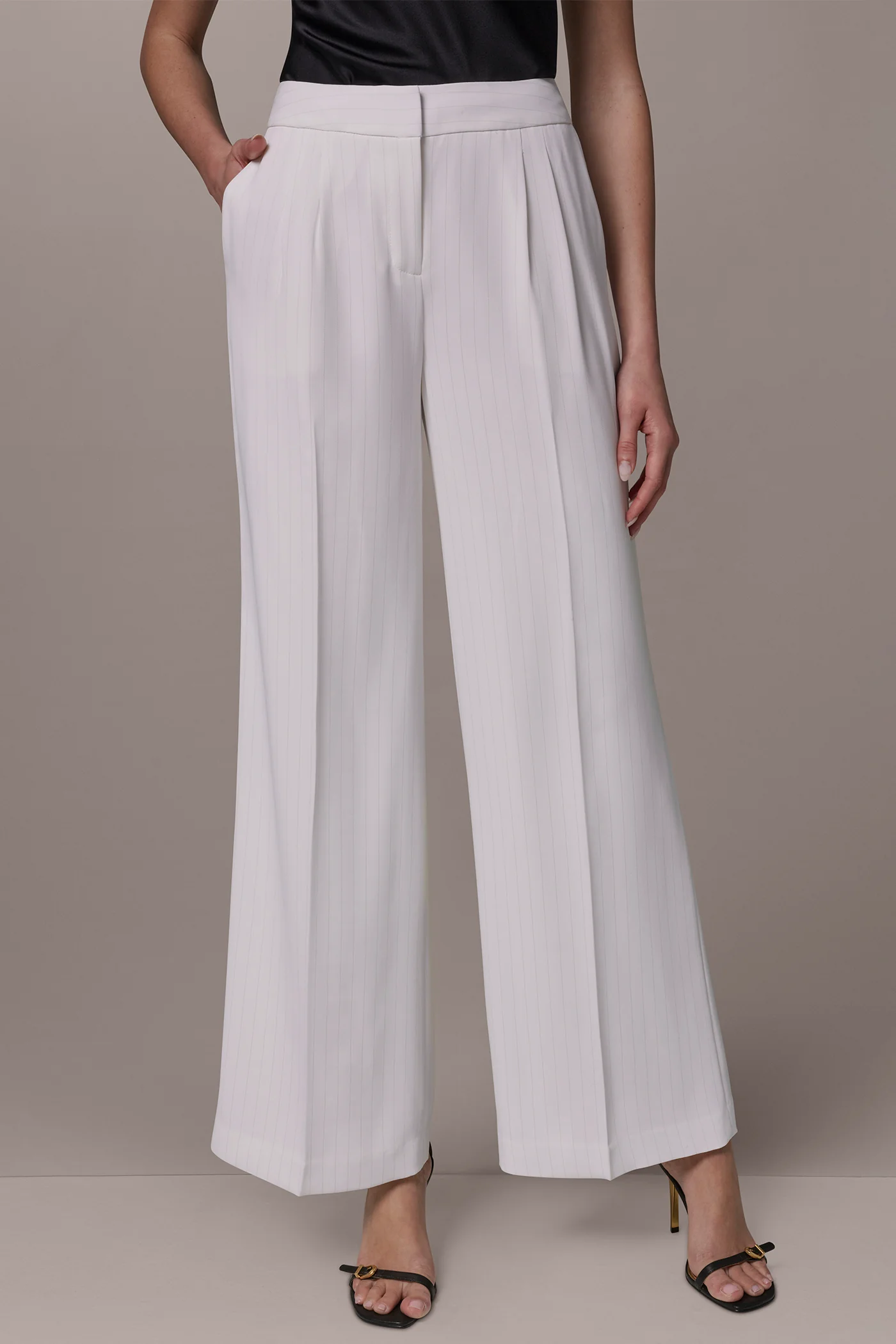 MID-RISE PINSTRIPE WIDE-LEG SUIT PANT - VXVOV