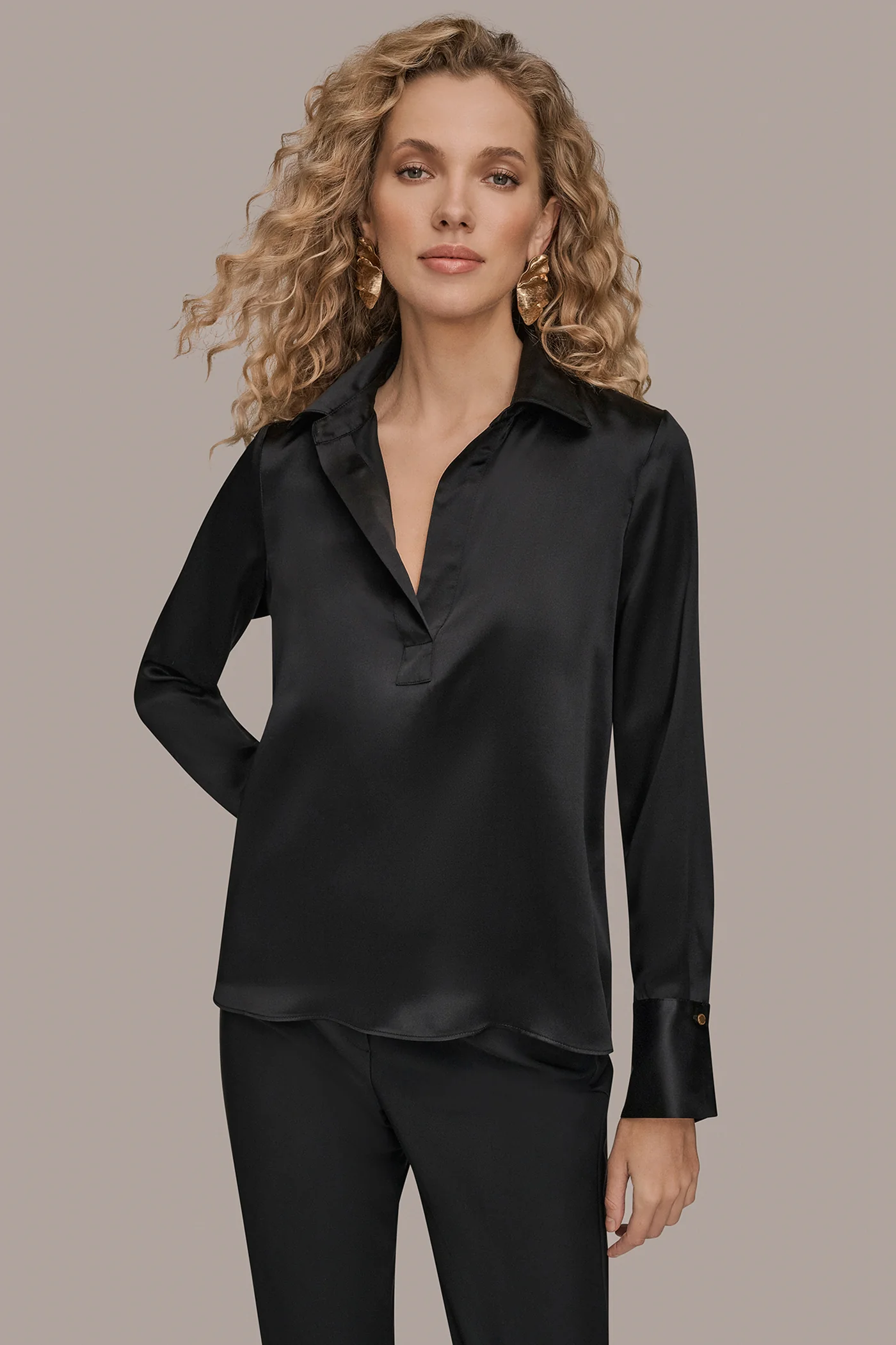 STRETCH SILK-SATIN SHIRT - VXVOV