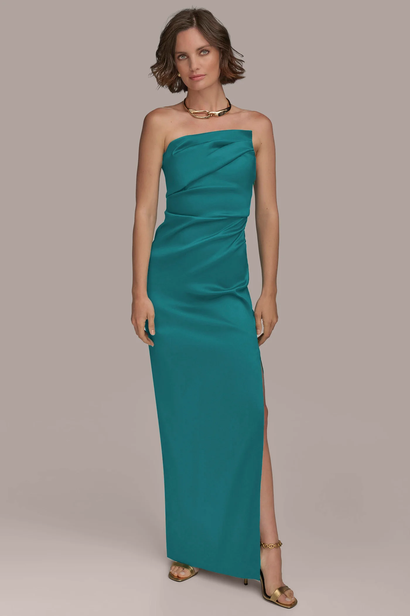 MIKADO STRAPLESS HIGH-SPLIT GOWN - VXVOV