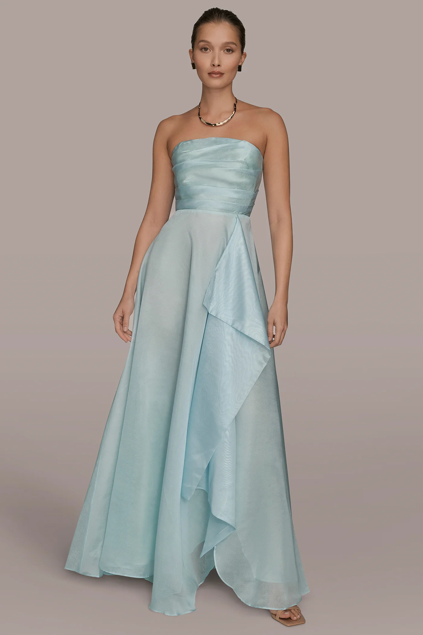 ORGANZA STRAPLESS CASCADING GOWN - VXVOV