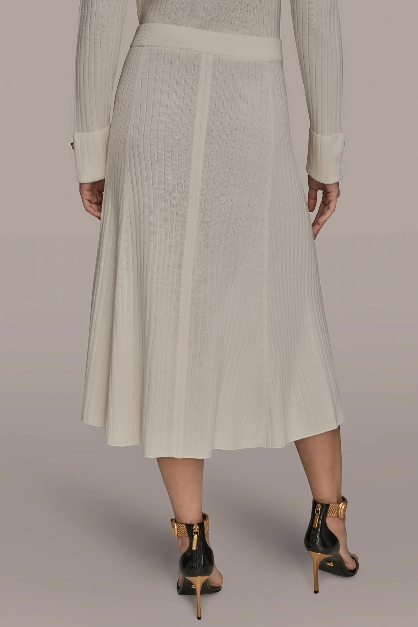 SEAMED MIDI A-LINE SWEATER SKIRT - VXVOV