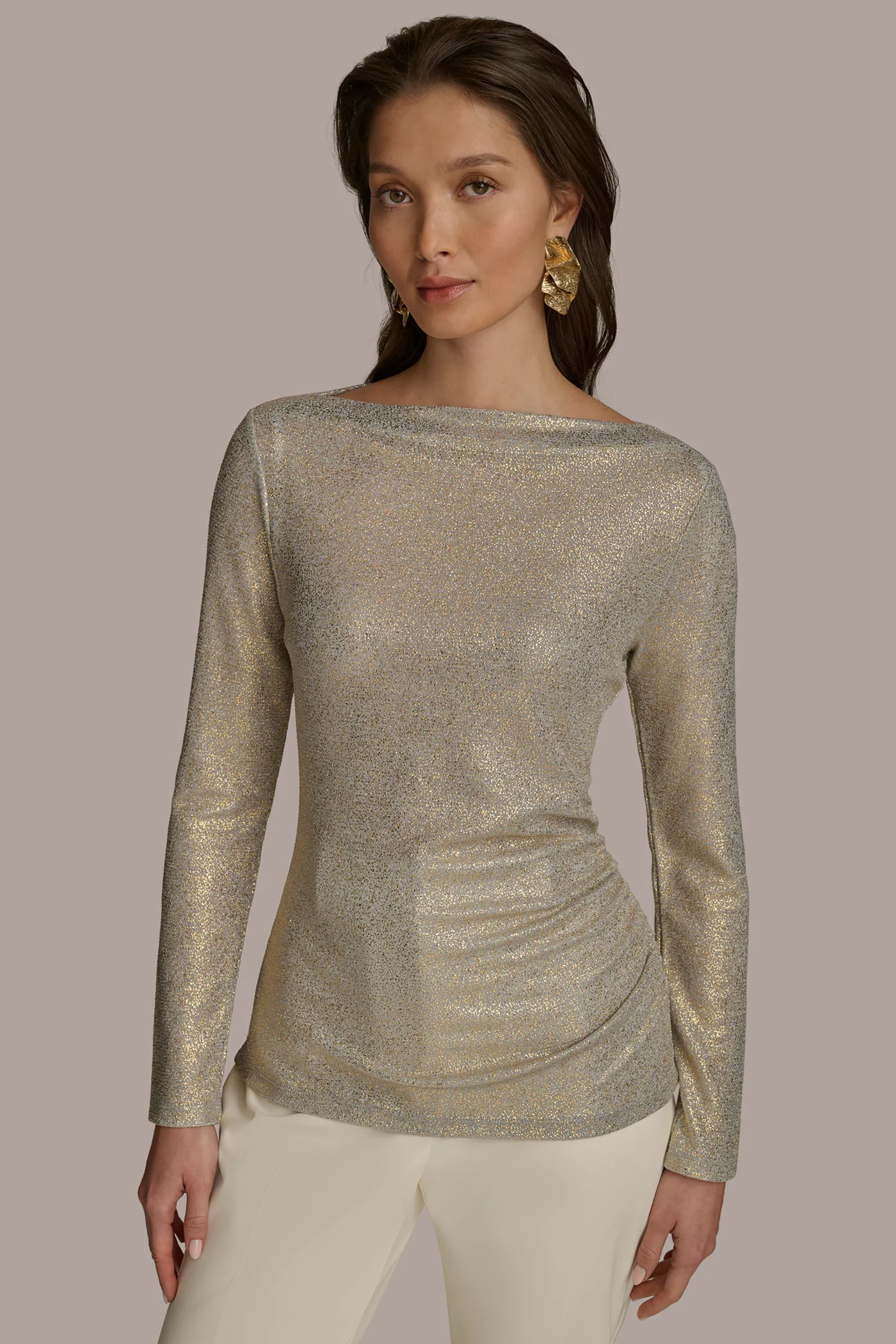 FOIL BOAT NECK TOP - VXVOV