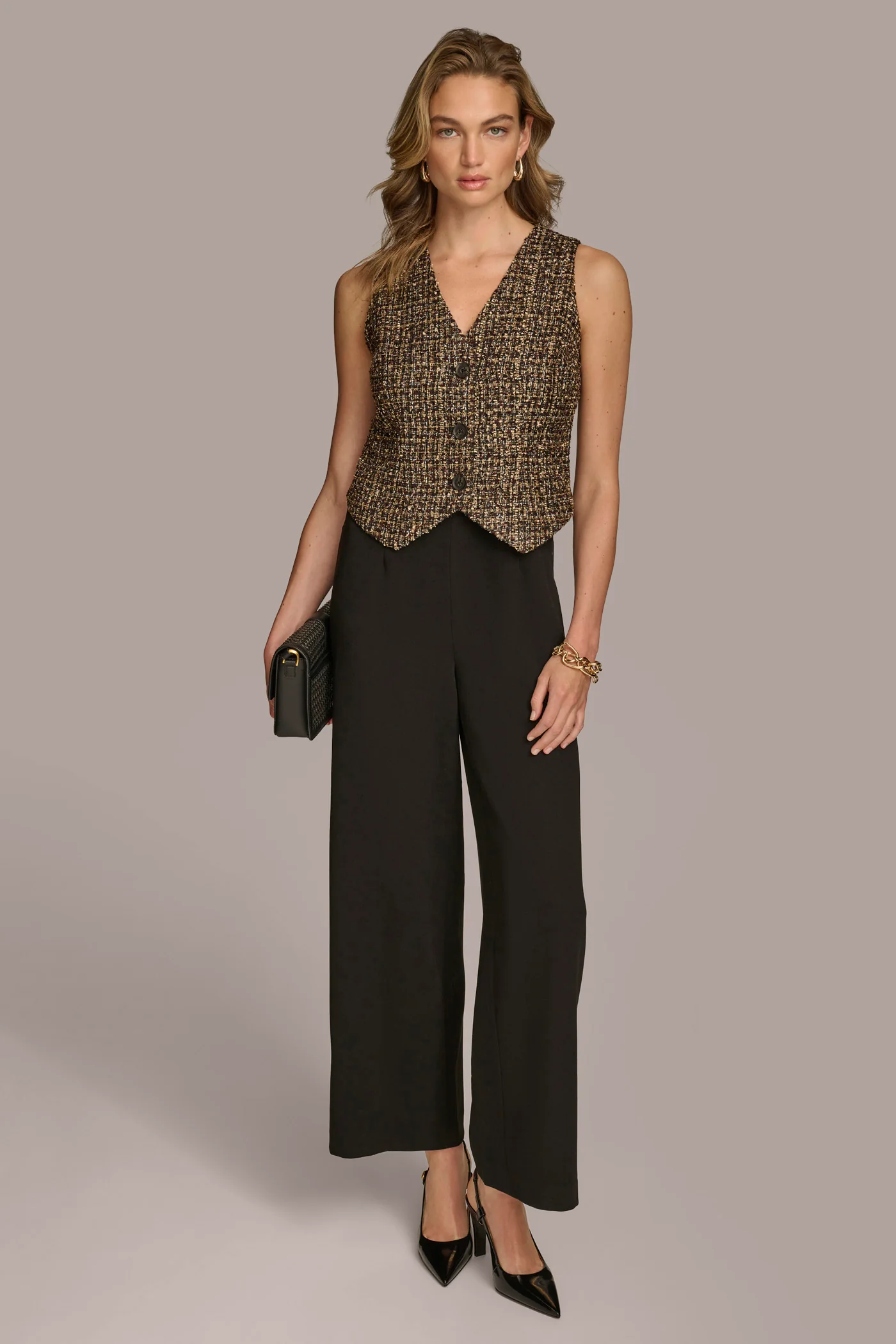 TAILORED JUMPSUIT WITH TWEED VEST - VXVOV