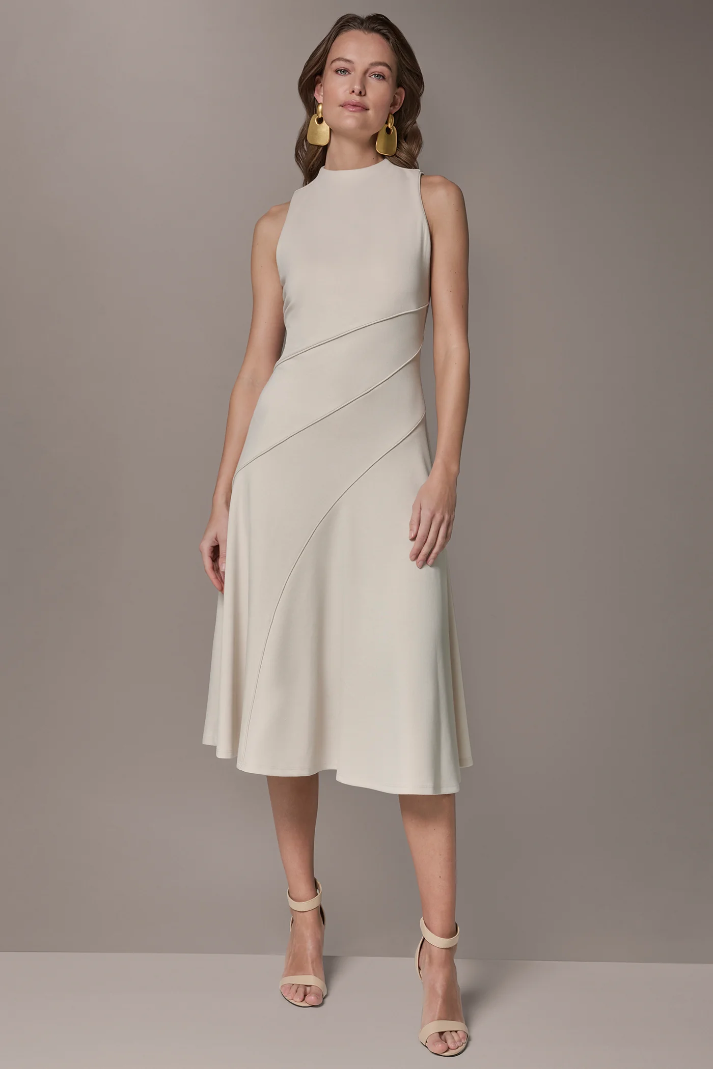 DIAGONAL RIB MIDI A-LINE DRESS - VXVOV