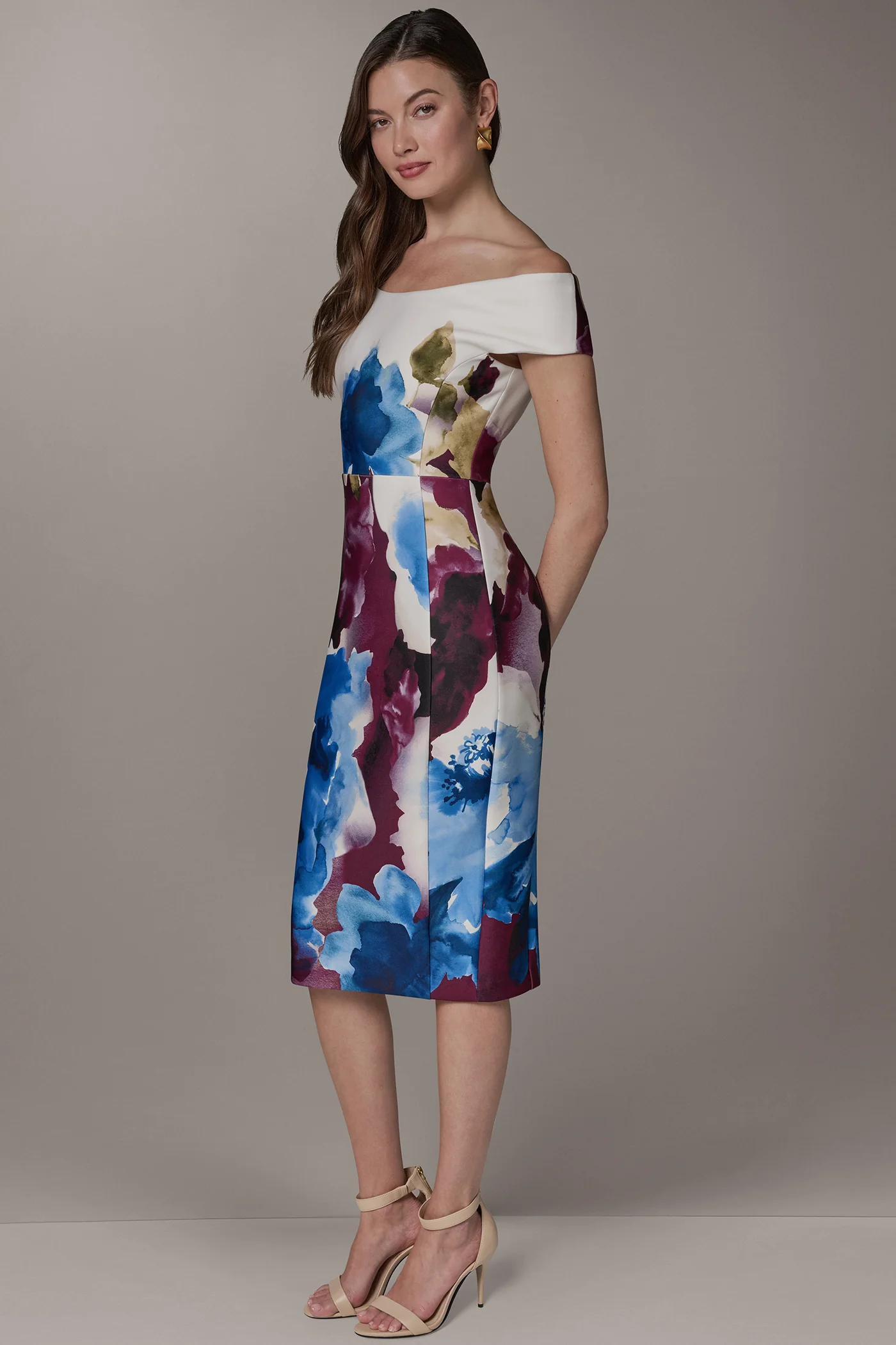 OFF THE SHOULDER MIDI SHEATH DRESS - VXVOV