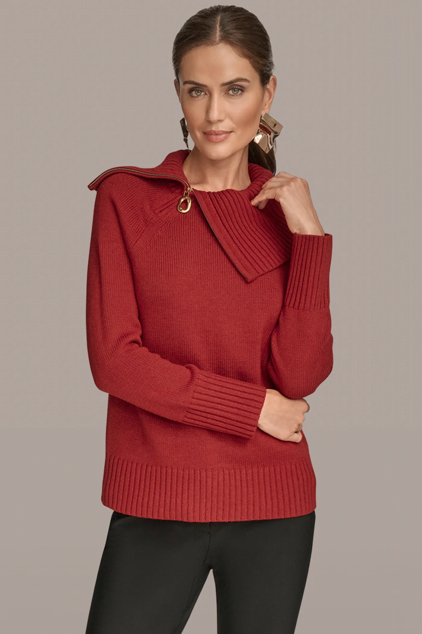 ZIP SPLIT TURTLENECK SWEATER - VXVOV