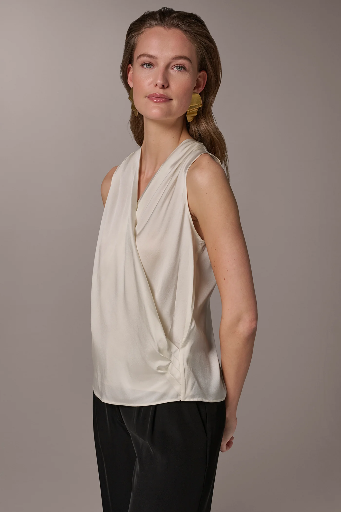 STRETCH-SILK WRAP-EFFECT BLOUSE - VXVOV