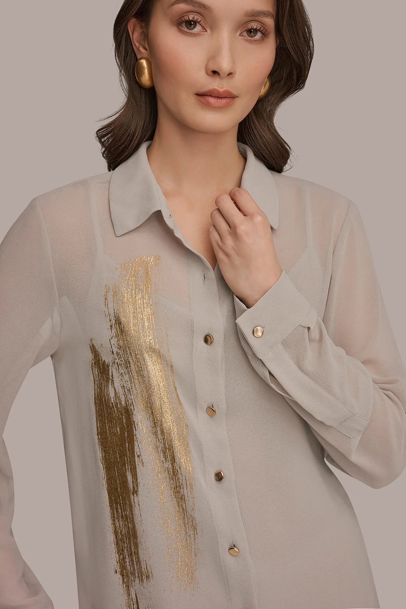 METALLIC BRUSHSTROKE BLOUSE - VXVOV