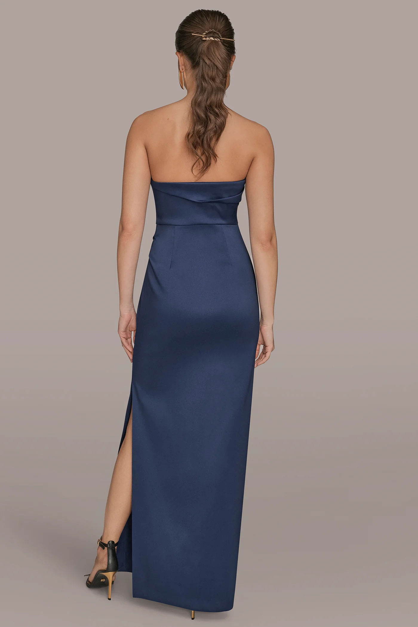 MIKADO STRAPLESS HIGH-SPLIT GOWN - VXVOV