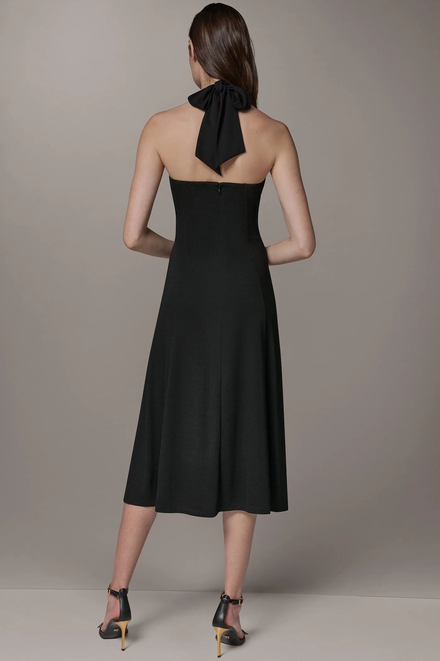SLEEVELESS MIDI A-LINE HALTER DRESS - VXVOV