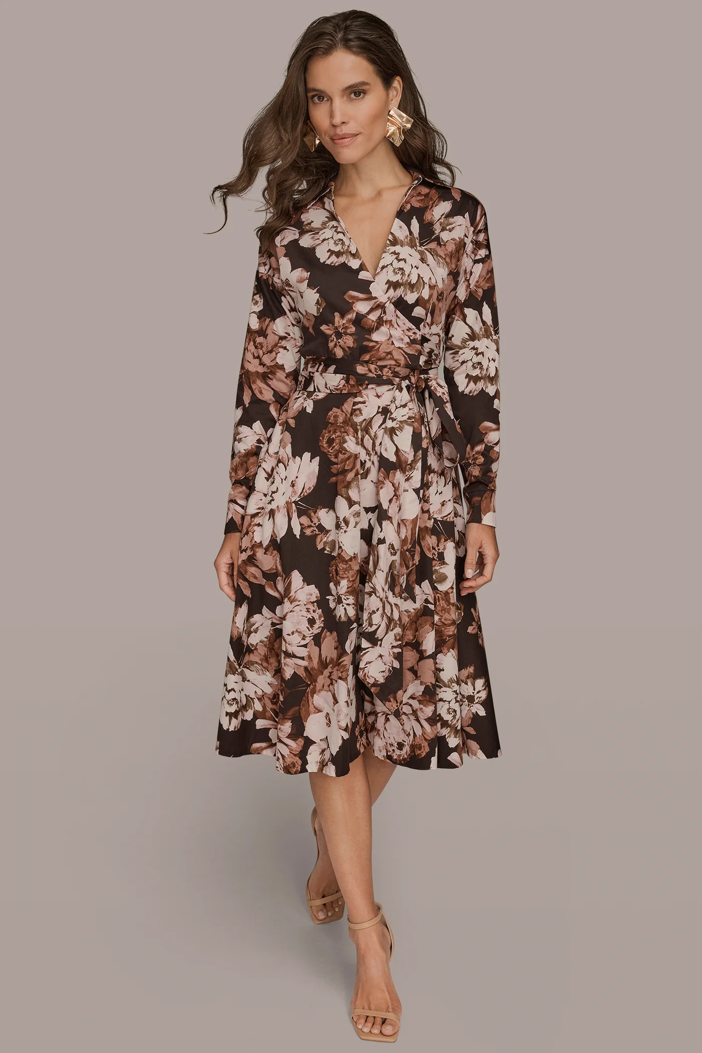 COTTON FLORAL WRAP SHIRT DRESS - VXVOV
