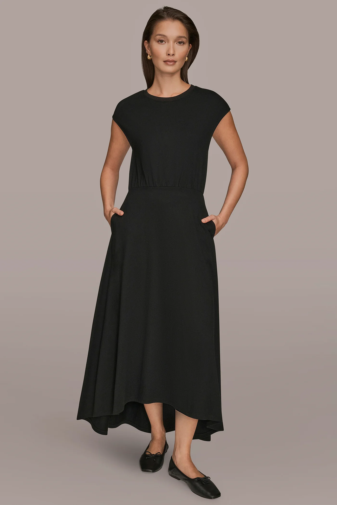 CAP SLEEVE MIDI A-LINE DRESS - VXVOV