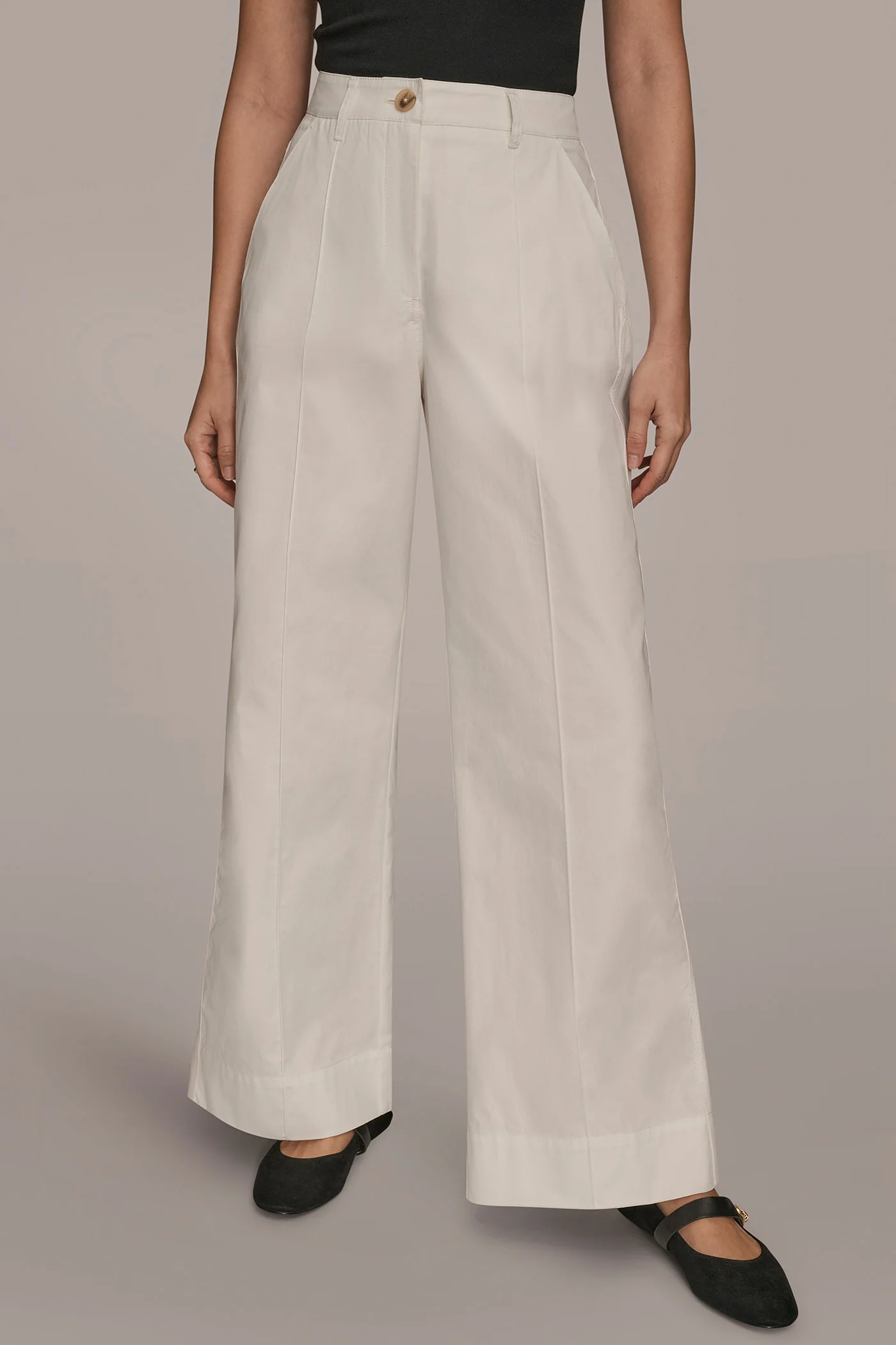 COTTON HIGH-RISE PINTUCKED WIDE-LEG TROUSER - VXVOV
