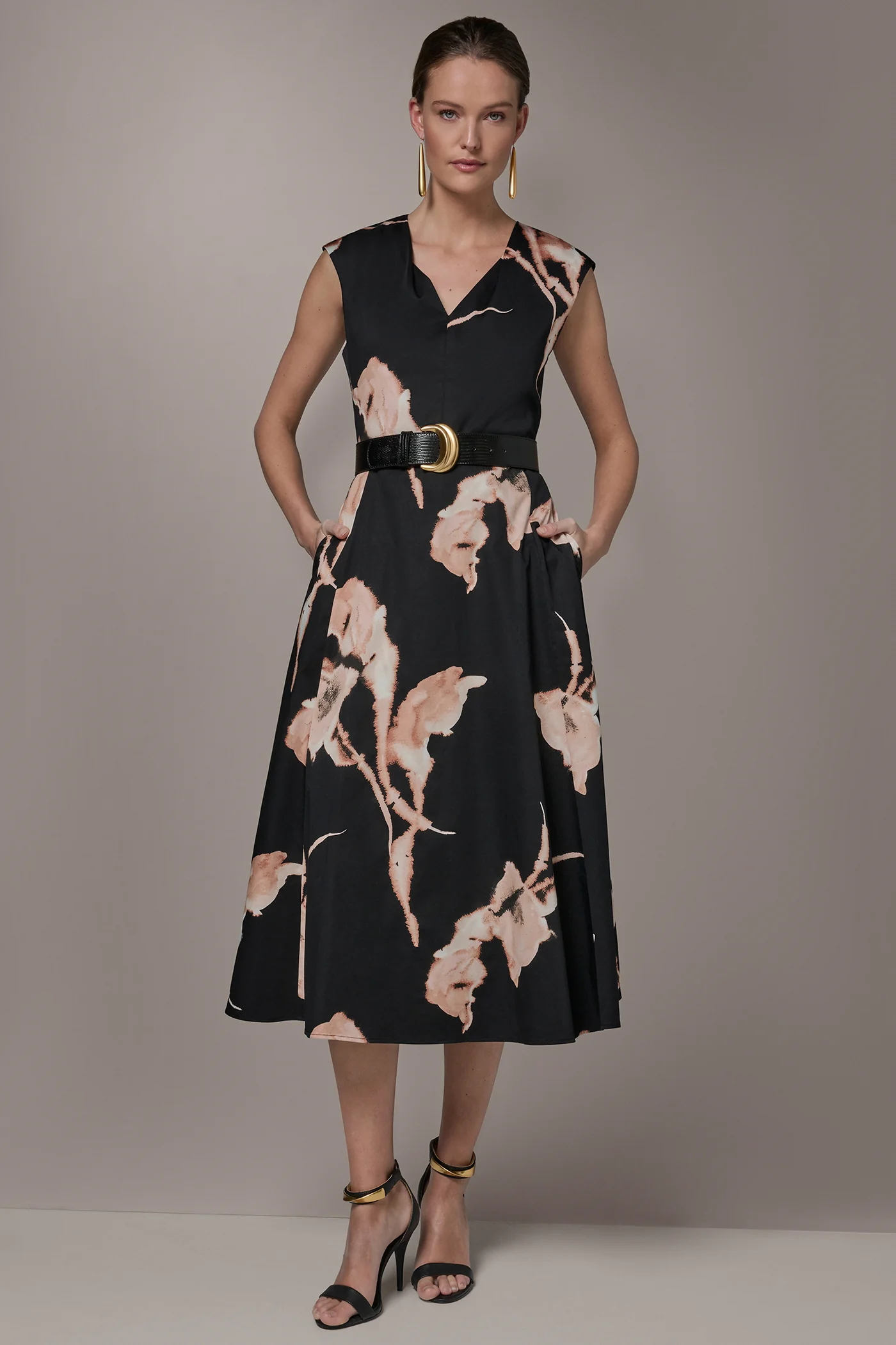 COTTON-SATEEN FLORAL MIDI DRESS - VXVOV