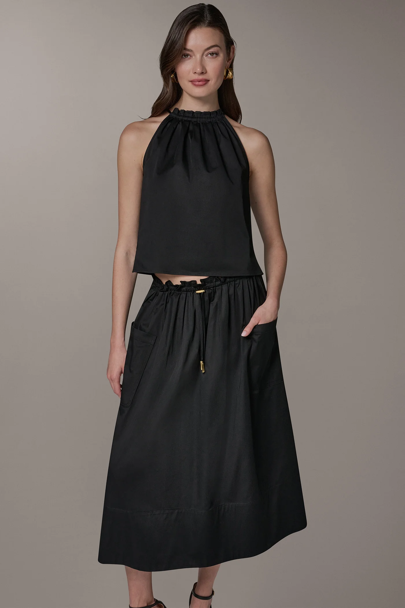 TWO-PIECE HALTER TOP AND MIDI SKIRT - VXVOV