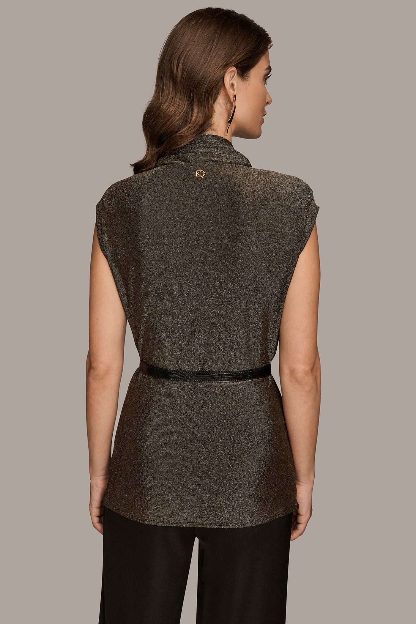 CAP SLEEVE MOCK-NECK METALLIC TOP - VXVOV