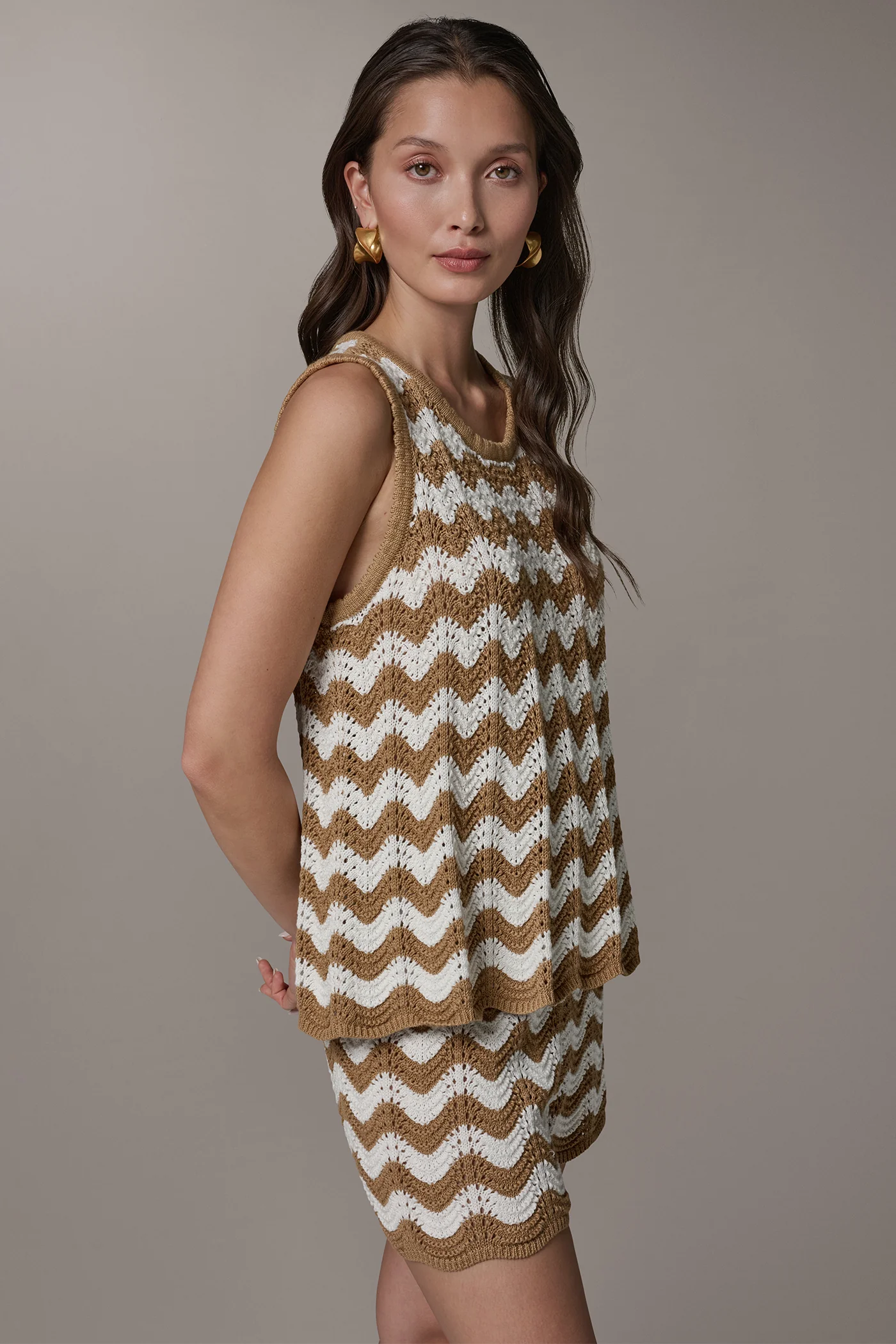 SCALLOP STRIPE POINTELLE SWEATER - VXVOV
