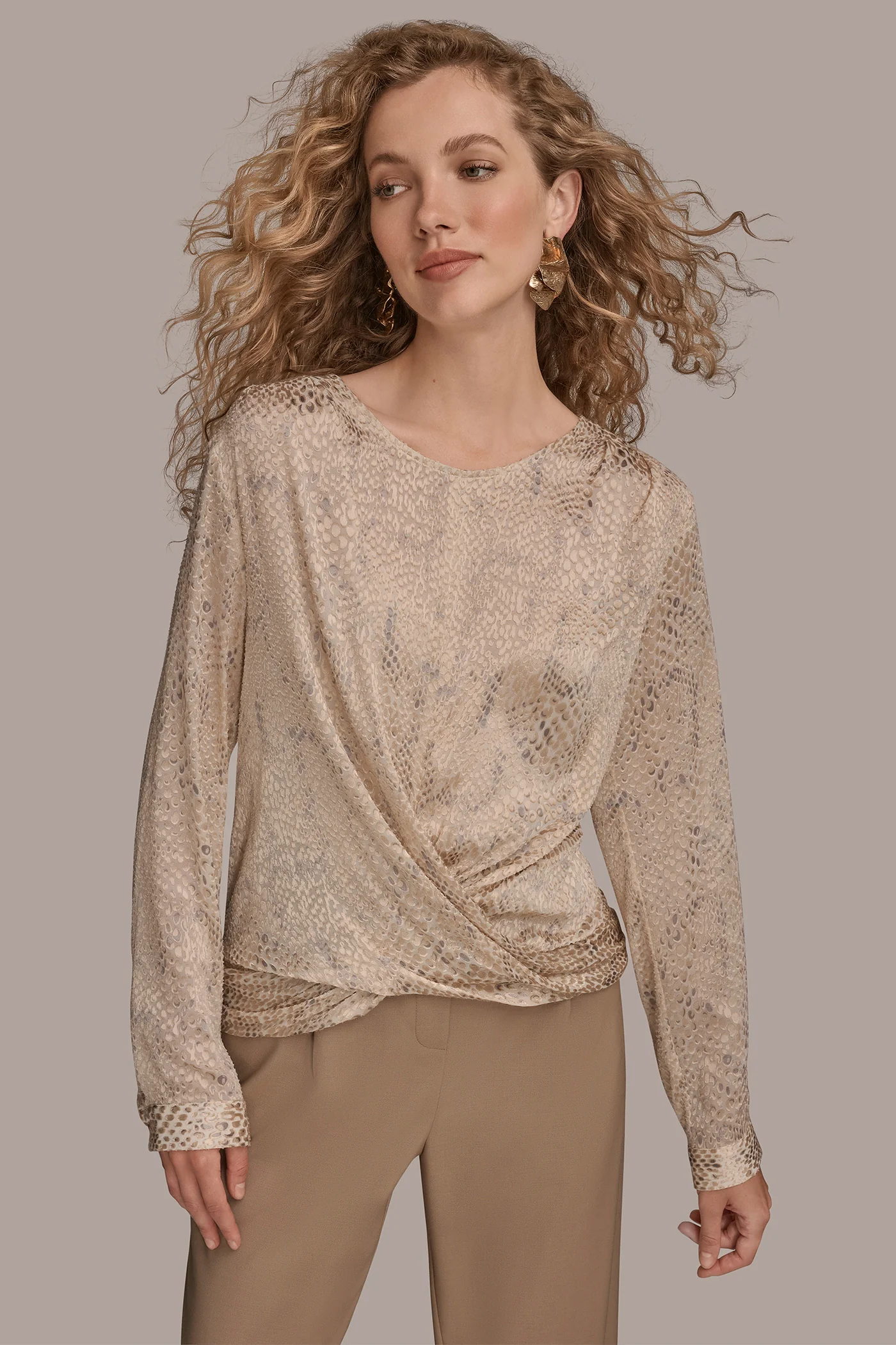 LONG SLEEVE CROC-JACQUARD BLOUSE - VXVOV