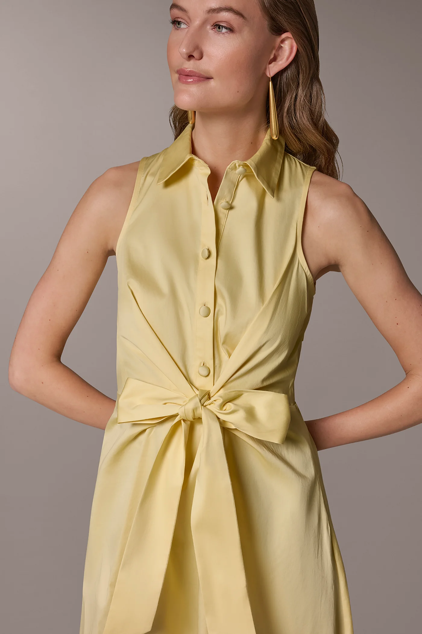 COTTON-SATEEN MIDI SHIRT DRESS - VXVOV